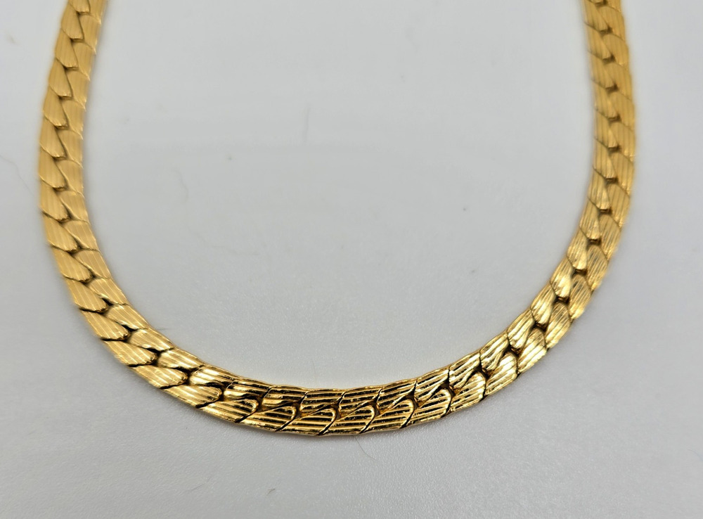 Vintage Napier Signed Herringbone Chain 30 inches Goldtone